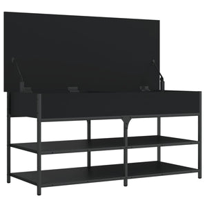 Panca PortaScarpe con Vano Contenitore Nera 100x42,5x50 cm in Legno Multistrato