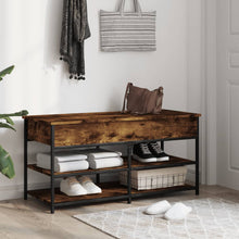 Load image into Gallery viewer, Panca PortaScarpe con Vano Contenitore Rovere Fumo 100x42,5x50 cm Legno Multistrato