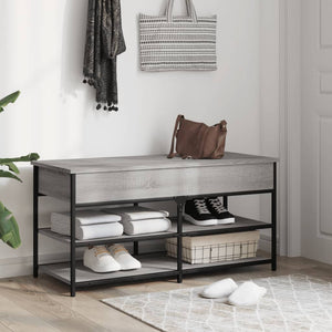Panca PortaScarpe con Vano Contenitore Grigio Sonoma 100x42,5x50 Legno Multistrato