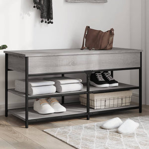 Panca PortaScarpe con Vano Contenitore Grigio Sonoma 100x42,5x50 Legno Multistrato