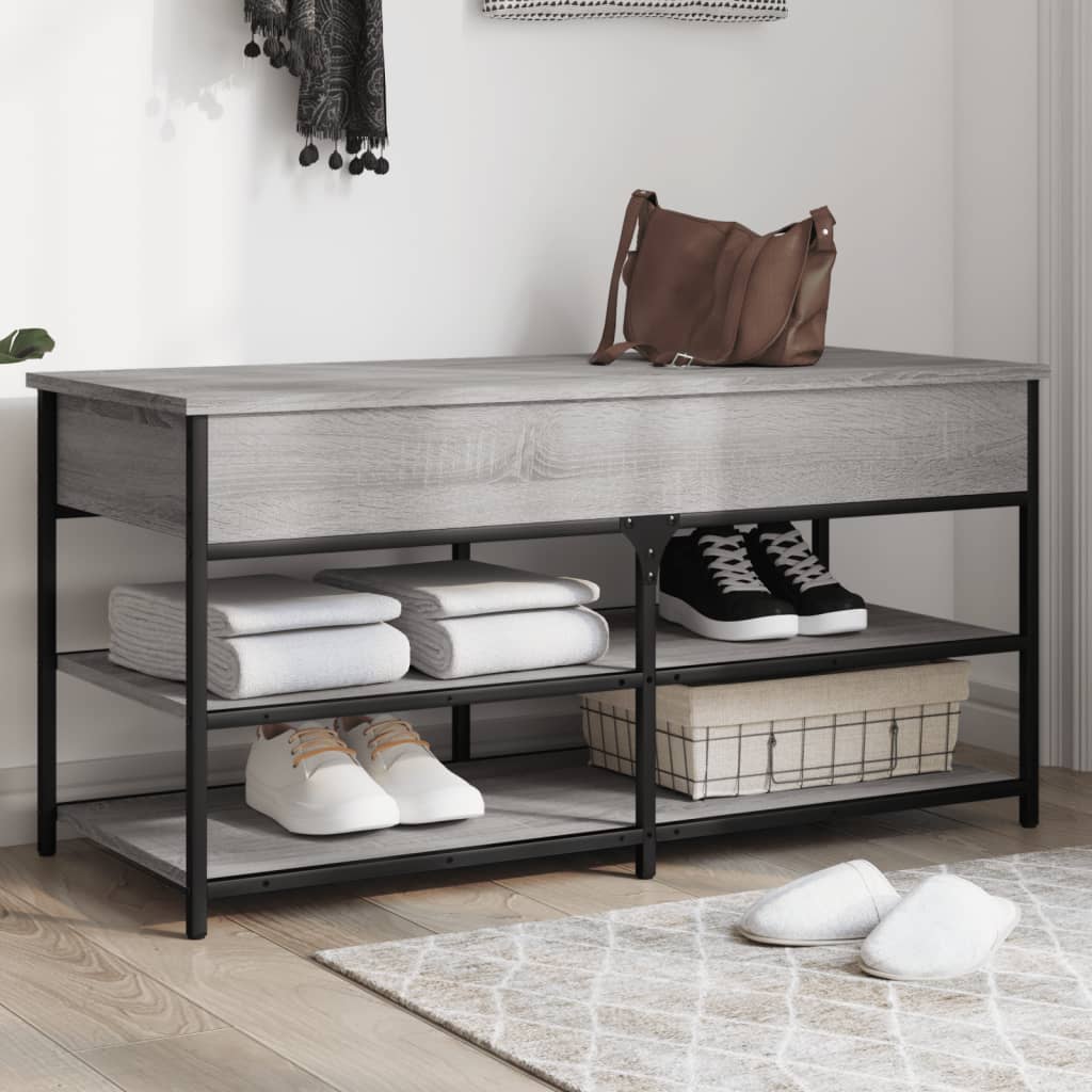 Panca PortaScarpe con Vano Contenitore Grigio Sonoma 100x42,5x50 Legno Multistrato