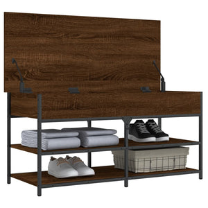 Panca PortaScarpe con Vano Contenitore Rovere Marrone 100x42,5x50 Legno Multistrato