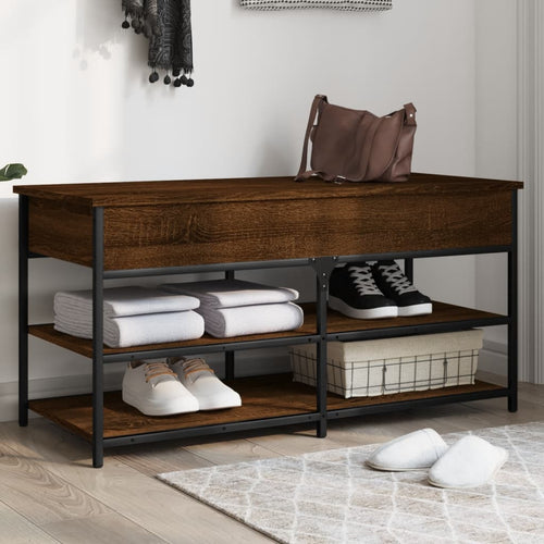 Panca PortaScarpe con Vano Contenitore Rovere Marrone 100x42,5x50 Legno Multistrato