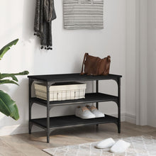 Load image into Gallery viewer, Panca Porta Scarpe Nera 70x38,5x49 cm in Legno Multistrato