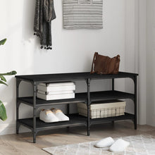Load image into Gallery viewer, Panca Porta Scarpe Nera 100x38,5x49 cm in Legno Multistrato