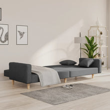 Laden Sie das Bild in den Galerie-Viewer, Divano Trasformabile in Letto con 2 Cuscini Grigio Chiaro in Tessuto