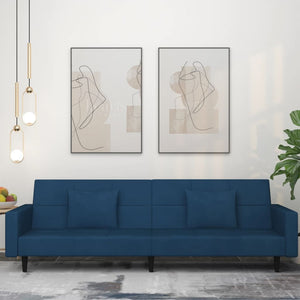 Divano Trasformabile in Letto Blu in Velluto