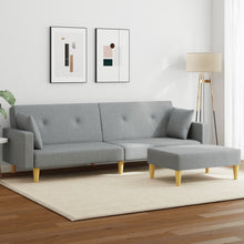 Charger l&#39;image dans la galerie, Divano Trasformabile in Letto con Pouf Poggiapiedi Grigio Chiaro in Tessuto