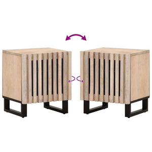 Comodini 2pz 40x34x46 cm in Legno Massello di Mango Sbiancato