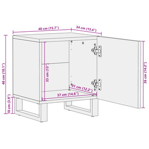 Comodini 2pz 40x34x46 cm in Legno Massello di Recupero