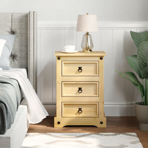 Mobiletto Cassettiera 3 Cassetti 53x39x66 cm in Legno Massello di Pino
