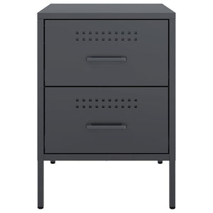 Comodini 2 pz Antracite 2 cassetti 36x39x50,5 cm in Acciaio