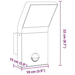 Applique con LED e Sensore 2 pz Nere in Alluminio Pressofuso