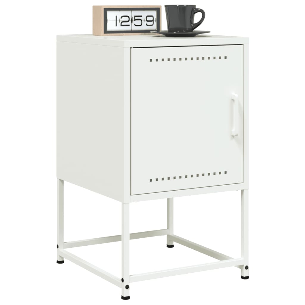 Comodini 2 pz Bianchi 1 anta 36x39x60,5 cm in Acciaio