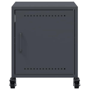 Comodini 2 pz Antracite 1 anta 36x39x43,5 cm in Acciaio con rotelle