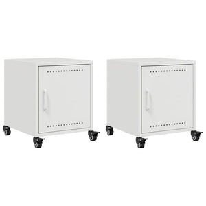 Comodini 2 pz Bianchi 1 anta 36x39x43,5 cm in Acciaio con rotelle