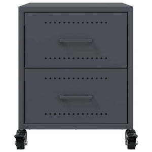 Comodini 2 pz Antracite 2 cassetti 36x39x43,5 cm in Acciaio con rotelle