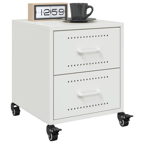 Comodini 2 pz Bianchi 2 cassetti 36x39x43,5 cm in Acciaio con rotelle