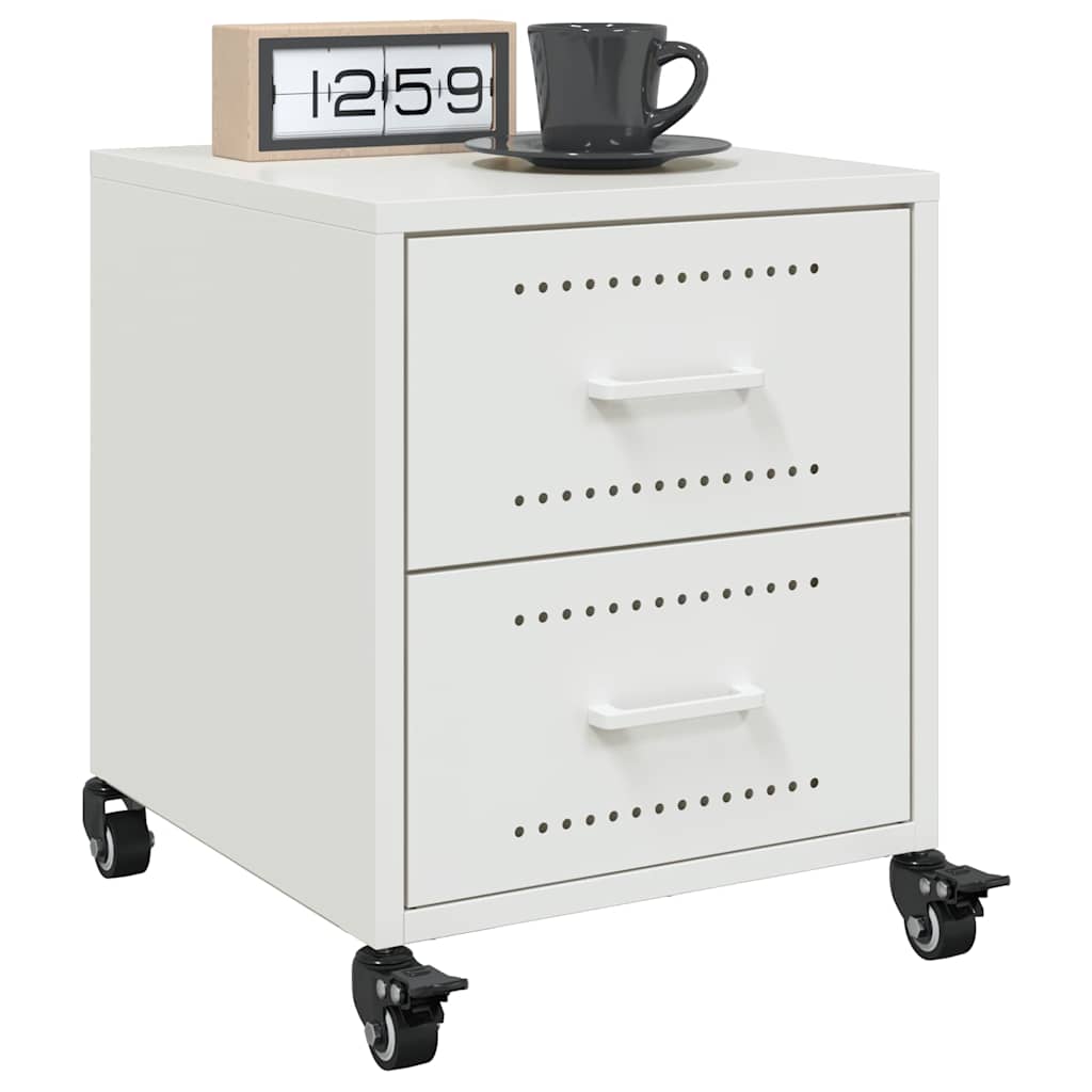 Comodini 2 pz Bianchi 2 cassetti 36x39x43,5 cm in Acciaio con rotelle