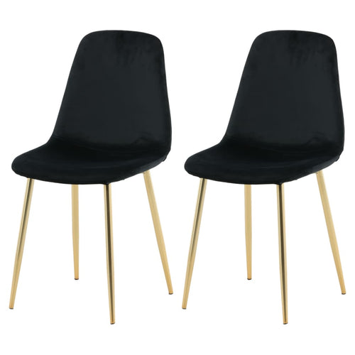 Sedie da Pranzo 2 pz Polar Velluto Nero e Ottone