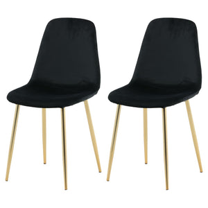 Sedie da Pranzo 2 pz Polar Velluto Nero e Ottone