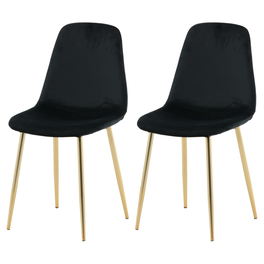 Sedie da Pranzo 2 pz Polar Velluto Nero e Ottone