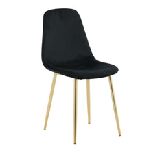 Laden Sie das Bild in den Galerie-Viewer, Sedie da Pranzo 2 pz Polar Velluto Nero e Ottone