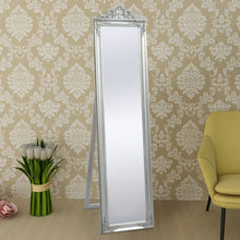 Carica l&#39;immagine nel visualizzatore di Gallery, Specchio Autoportante Stile Barocco 160x40 cm Argento
