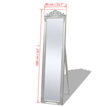 Carica l&#39;immagine nel visualizzatore di Gallery, Specchio Autoportante Stile Barocco 160x40 cm Argento