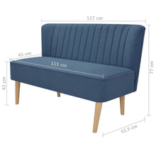 Carica l&#39;immagine nel visualizzatore di Gallery, Divano in Tessuto 117x55,5x77 cm Blu