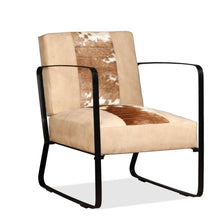 Load image into Gallery viewer, Poltrona Crema in Vera Pelle e Tela