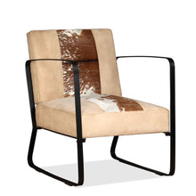 Load image into Gallery viewer, Poltrona Crema in Vera Pelle e Tela