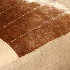 Poltrona Crema in Vera Pelle e Tela