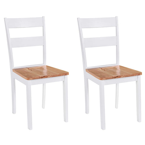Sedie da Pranzo 2 pz Bianche in Legno Massello di Hevea