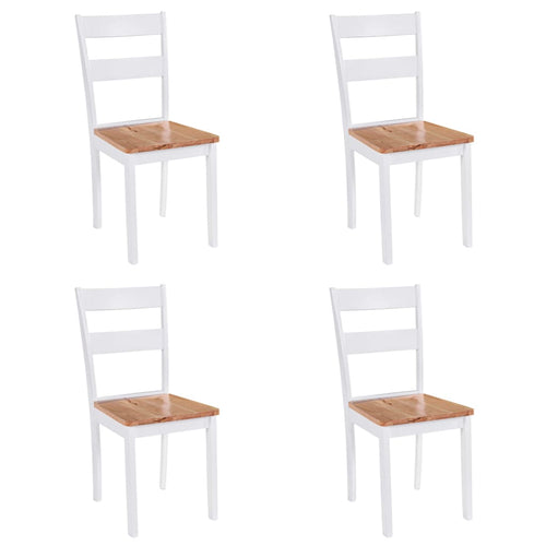 Sedie da Pranzo 4 pz Bianche in Legno Massello di Hevea
