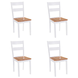 Sedie da Pranzo 4 pz Bianche in Legno Massello di Hevea
