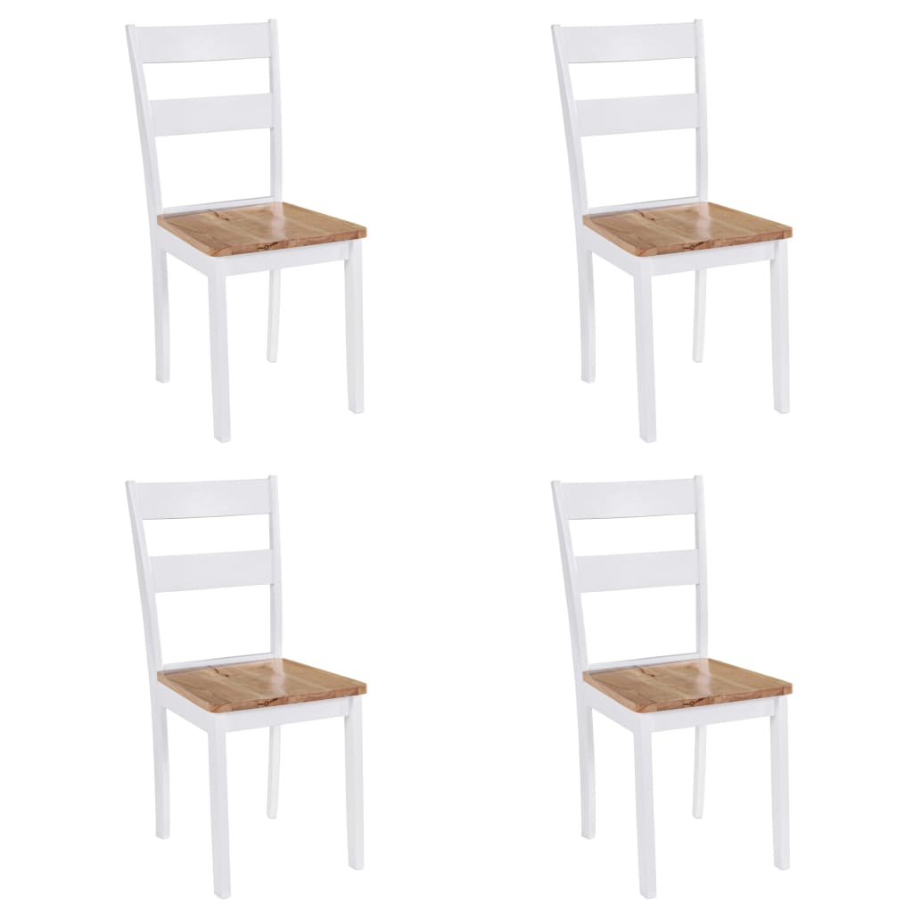 Sedie da Pranzo 4 pz Bianche in Legno Massello di Hevea