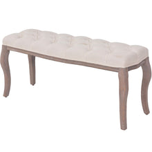 Carica l&#39;immagine nel visualizzatore di Gallery, Panca Ottomana in Legno Massello e Lino 110x38x48 cm Bianco Crema