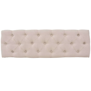 Panca Ottomana in Legno Massello e Lino 110x38x48 cm Bianco Crema