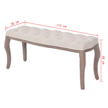 Carica l&#39;immagine nel visualizzatore di Gallery, Panca Ottomana in Legno Massello e Lino 110x38x48 cm Bianco Crema