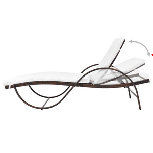 Set 2 Lettini con Tavolino in Polyrattan Marrone