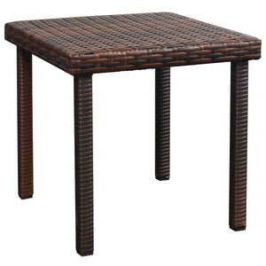 Set 2 Lettini con Tavolino in Polyrattan Marrone