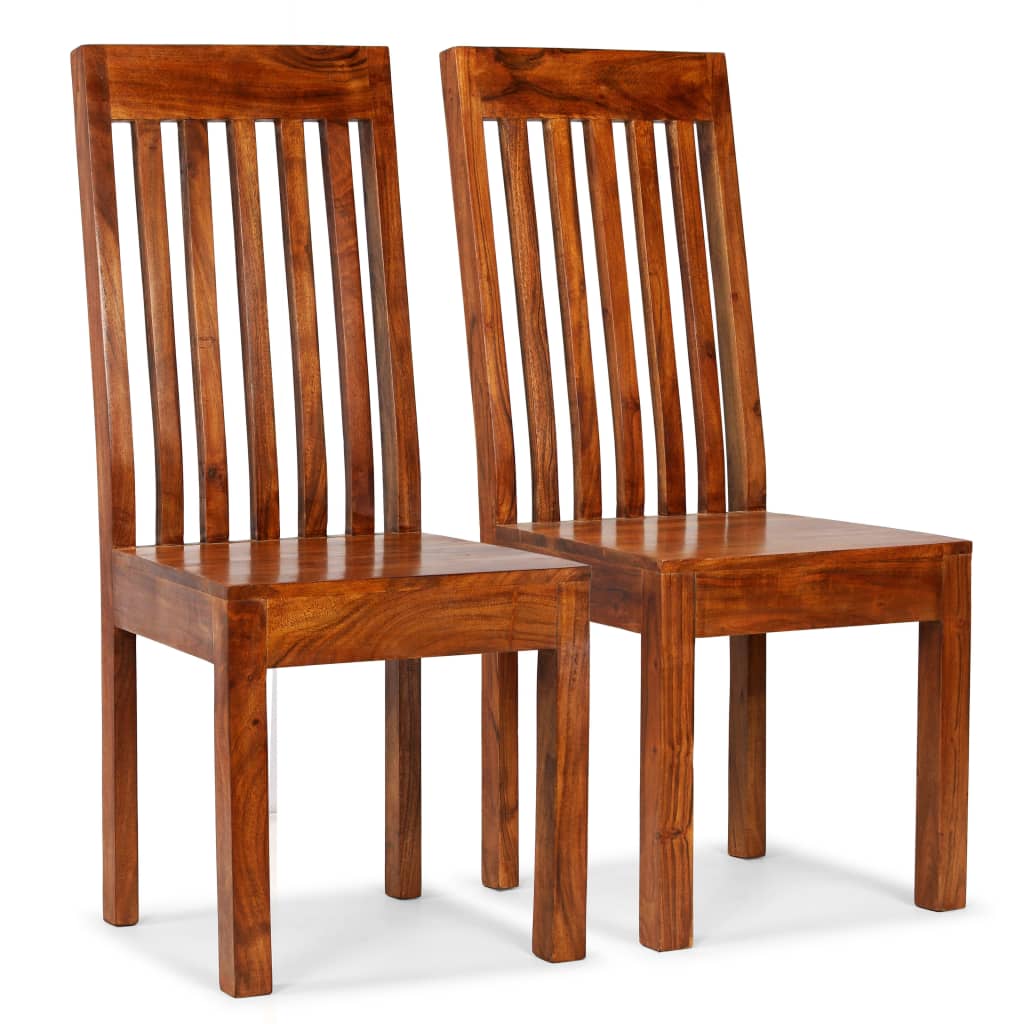 Sedie da Pranzo 2 pz in Legno Massello con Finitura Ambra