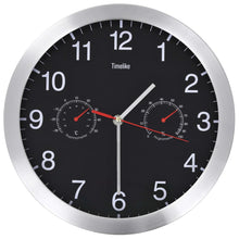 Load image into Gallery viewer, Orologio da Parete al Quarzo Igrometro Termometro 30 cm Nero