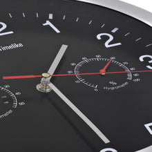 Load image into Gallery viewer, Orologio da Parete al Quarzo Igrometro Termometro 30 cm Nero