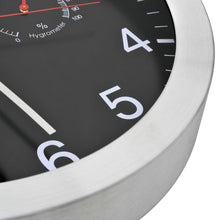 Load image into Gallery viewer, Orologio da Parete al Quarzo Igrometro Termometro 30 cm Nero