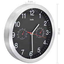 Load image into Gallery viewer, Orologio da Parete al Quarzo Igrometro Termometro 30 cm Nero