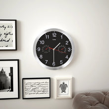 Load image into Gallery viewer, Orologio da Parete al Quarzo Igrometro Termometro 30 cm Nero