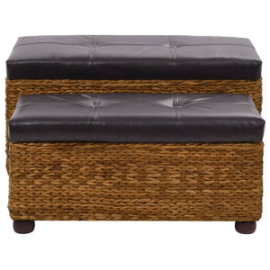 Set 2 Cassapanche Pouf in Giunco Marrone