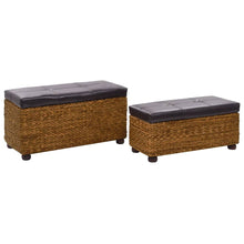 Load image into Gallery viewer, Set 2 Cassapanche Pouf in Giunco Marrone